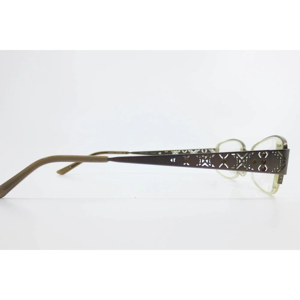 Charmant Titanium Eyeglasses Brown Filigree Rectangular Frames CH10825 LB